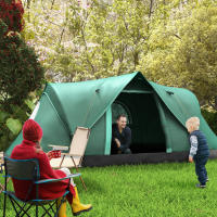 Tienda de campaña para 5-6 personas Tienda de campaña de túnel con clavos, tienda de cúpula, poliéster, Green Militar + Negro, 4,55x2,3x1,8 m - details 2