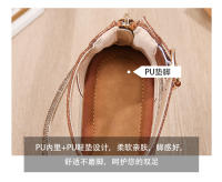CA Zapatos de playa de una sola tira para mujer en pleno verano 2025, nuevos zapatos de alta gama con diamantes de imitación, punta abierta, tacón plano de alta gama, versión ancha, zapatos con elementos romanos, sandalias para mujer - details 6
