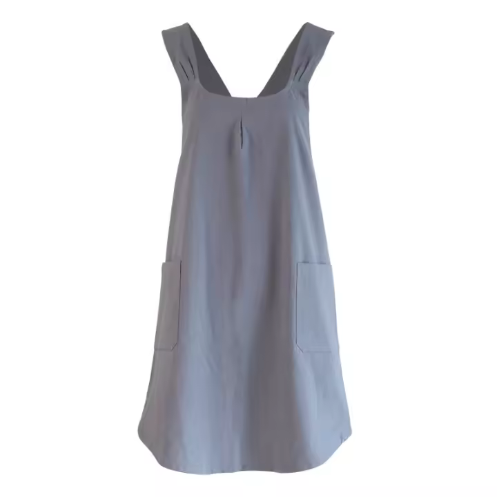 Delantal de cocina japonés de lino con espalda cruzada para mujer, con bolsillos, bonito para hornear, pintar, jardinería, limpieza, color gris - 1