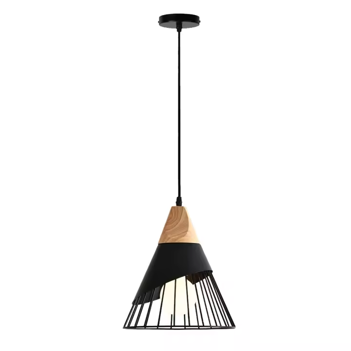 ALPINALUZ Lámpara Colgante Bádminton Metal y Madera Nórdica - 1