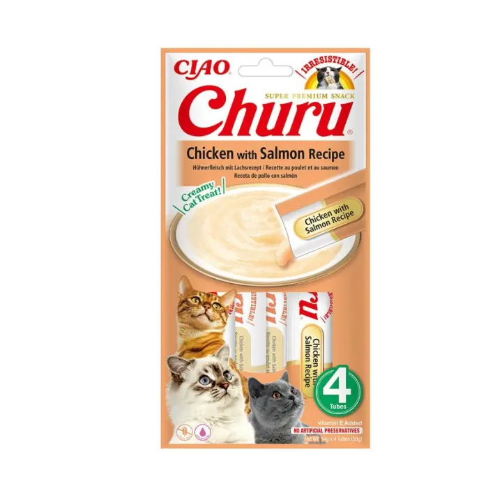 Churu GATO Receta de Pollo con Salmón (12 uds. de 4 x 14 g) - 1