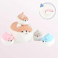 Juguete De Peluche Shiba Inu Madre Y Niño De 38cm Caja De 5 Piezas Con Cierre Para Niños Y Niñas Regalos De Navidad Y Halloween - details 0