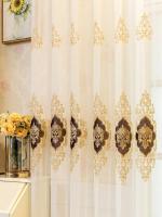 Cortina De Lujo Europea Bordada Exquisitamente Para Sala De Estar Dormitorio Cocina 1 Pieza Translúcida De Poliéster 100% - details 2