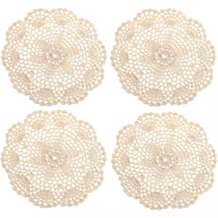 Sábanas individuales hechas a mano de algodón y crochet, manteles, 4 piezas - 1