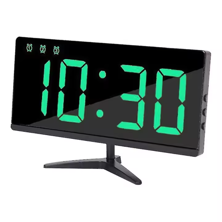 Reloj despertador con pantalla LED, brillo, temperatura, fecha - 1