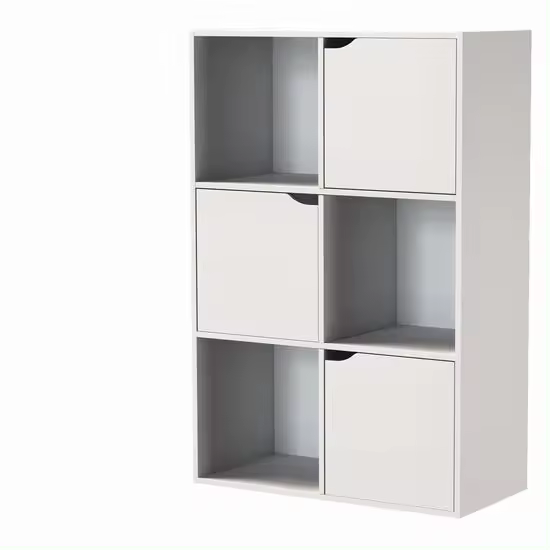 MIRAMAX-Estantería Madera, Mueble Almacenaje para Libros, con 6 Cubos y 3 Puertas, para Oficina, Estudio, Salón, Moderno, 59 x 29 x H90 cm - 1