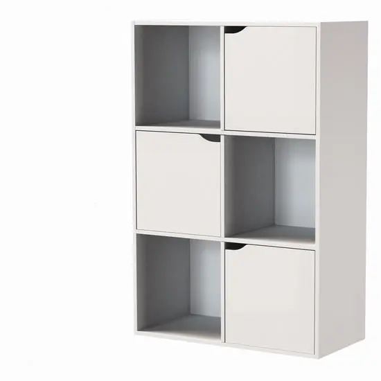 MIRAMAX-Estantería Madera, Mueble Almacenaje para Libros, con 6 Cubos y 3 Puertas, para Oficina, Estudio, Salón, Moderno, 59 x 29 x H90 cm - 1
