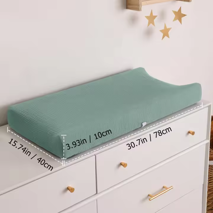 Venta caliente de funda para cambiador de bebé, crepé de algodón puro, alfombrilla para pañales para bebé más transpirable y suave - 1