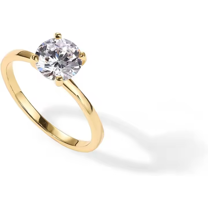 18K Plata esterlina Gold short Redondo Solitaire 1,5 CT moissanite anillos de compromiso para Mujeres-Banda de Boda moissanite para Mujeres-Piedra PROMESA anillos Gold Amarillo 7 - 1