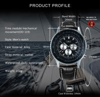 Reloj Automático JARAGAR Pilot Para Hombres Multifuncional Con Dial Sub Con Correa De Cuero Lujo Marca Top Resistentes Al Agua Y Choque - details 1