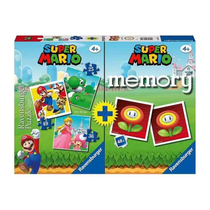 Ravensburger Pack de Puzzles Super Mario 3 en 1 para Niños + Memoria - 1