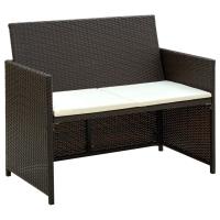 vidaXL Sofá de jardín 2 plazas con cojines ratán sintético en color Gris/Negro/Marrón | acolchados duraderos para sofás de jardín terraza exterior - details 2