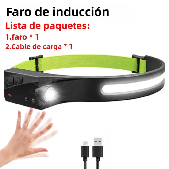 Linterna Frontal LED Recargable USB Con Inducción COB+XPG Potente Para Camping Pesca Y Buscaminos Luz De Escenario Resistente Al Agua - 1