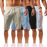 Shorts De Lino Y Algodón Para Hombre Summe Pantalones Transpirables De Color Sólido Fitness Streetwear Talla 3XL - details 1