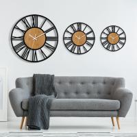 Begonia Reloj de Luz Redondo de Madera Negro con números Romanos Reloj de Luz Silencioso sin TicTac-34 cm - details 2