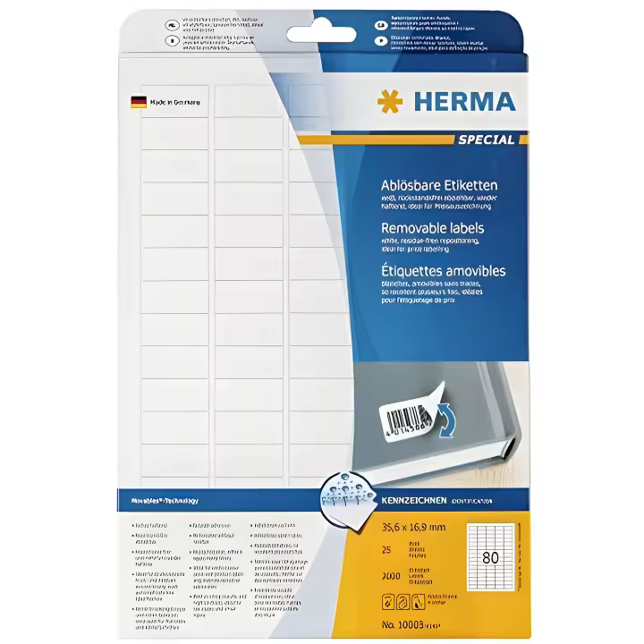 HERMA Herma Etiquetas Blancas Removibles 35,6x16,9 - 2000 Piezas - 1