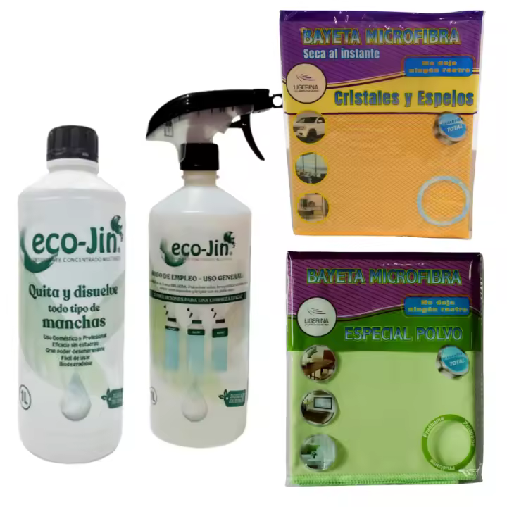ECOJIN ORIGINAL DE LABONCLER A ELEGIR + DIFUSOR + BAYETA PARA CRISTALES Y ESPEJOS + BAYETA ESPECIAL POLVO. LIMPIADOR MULTIUSOS DE LABONCLER, LIMPIACRISTALES, LIMPIAPOLVO - 1