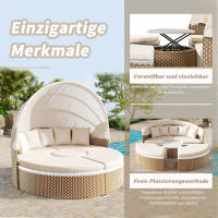 Conjunto Sun Island de Jardín en Ratán Tejido | Tumbona en Forma de Concha + Mesa Elevable with Toldo Retráctilla UV50 + | Diseño Beige Clásico | Incluye Todo El Juego: 2 Sillas, Mesa y Accesorios - details 4
