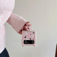 Funda De Teléfono Con Colgante Y Aros Para Samsung Galaxy Z Flip 6 5 4 3 ZFlip 6 Con Orejas De Gato Diseño De Luna Y Fantasma Blanco Y Rosa - details 9