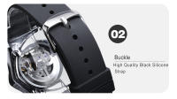 Reloj Mecánico Deportivo Para Hombre WINNER Estilizado En Transparente Con Movimientos Automáticos Y Luminiscencia Puntos Triangulares En Silicona - details 5
