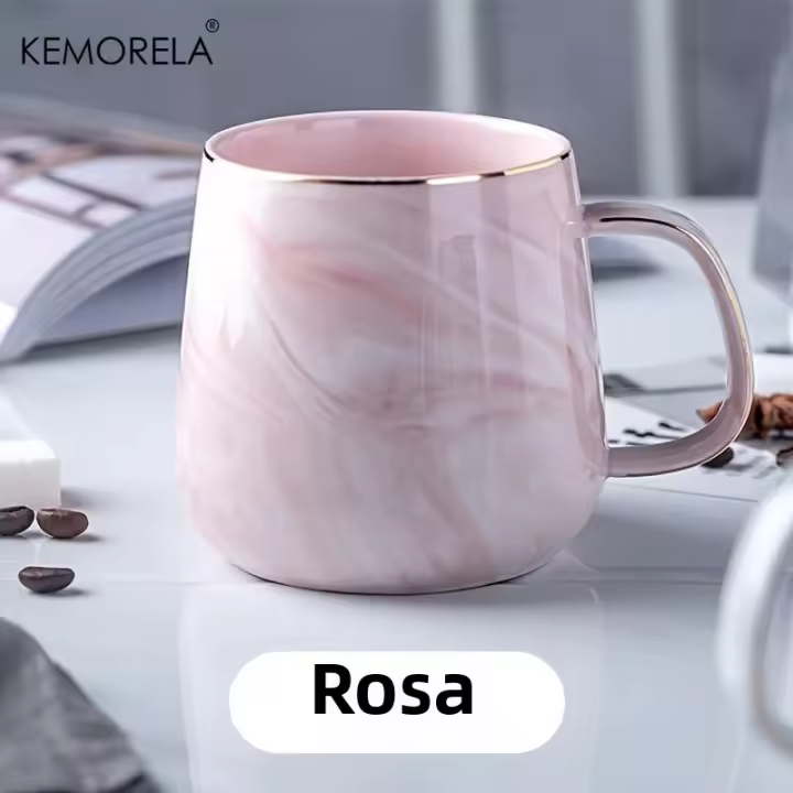 KEMORELA Taza De Café Creativa De Cerámica Con Borde Dorado 400ml Ideal Para Desayuno Regalo De Vacaciones Taza De Mano - 1