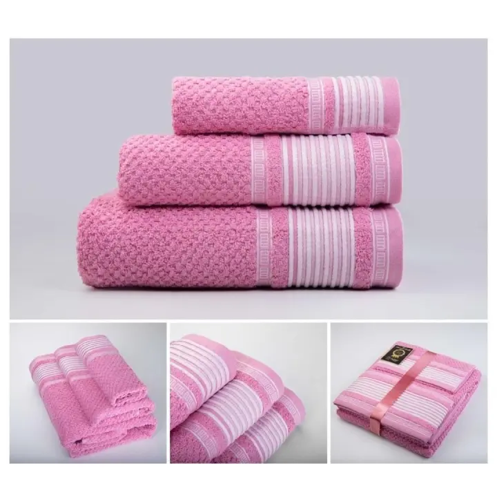 Juegos Toallas de baño algodón Portugués 600g de alta calidad set 3 - Lille en Rosa Viejo gruesas y duraderas | Mercatienda.es - 1