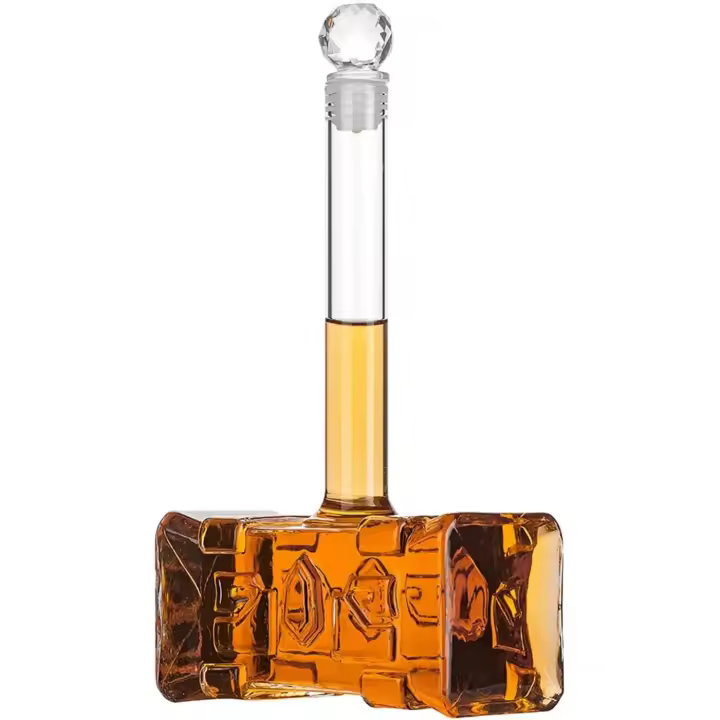Decantador Hammer 3D con tapón hermético, botella de whisky Hammer, botella de licor de vidrio, botella de alcohol para whisky, tequila, vino tinto para hombres - 1