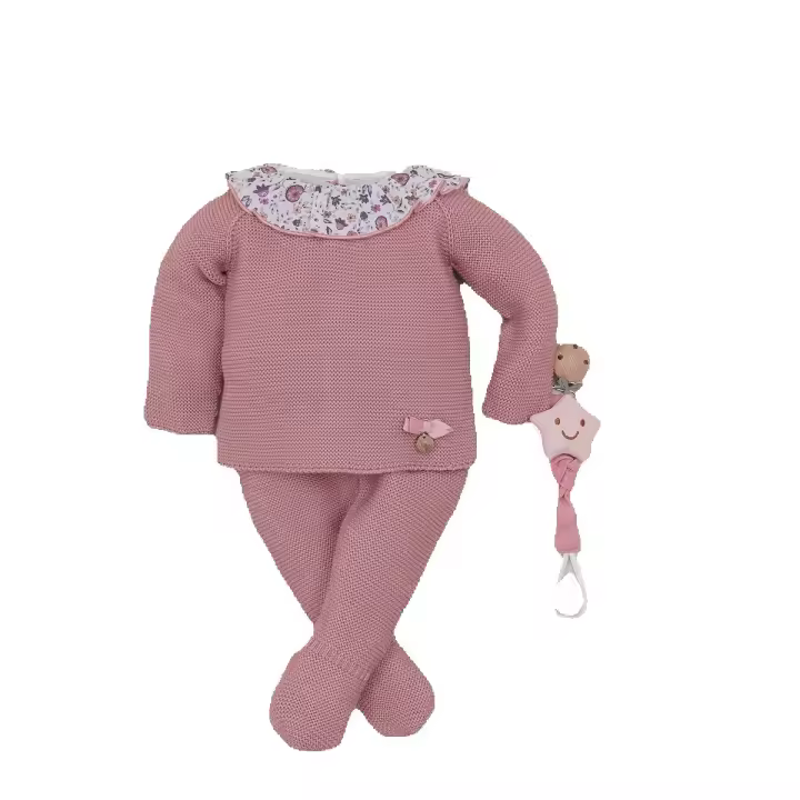 Conjunto Pangasa Primera Puesta en Punto Rosé con Cuello de Flores - 1