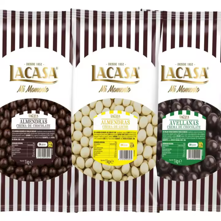 Lacasa Pack 3kg de bolas: Almendra con chocolate Negro,Almendra con chocolate Blanco,Avellana con chocolate Negro - 1