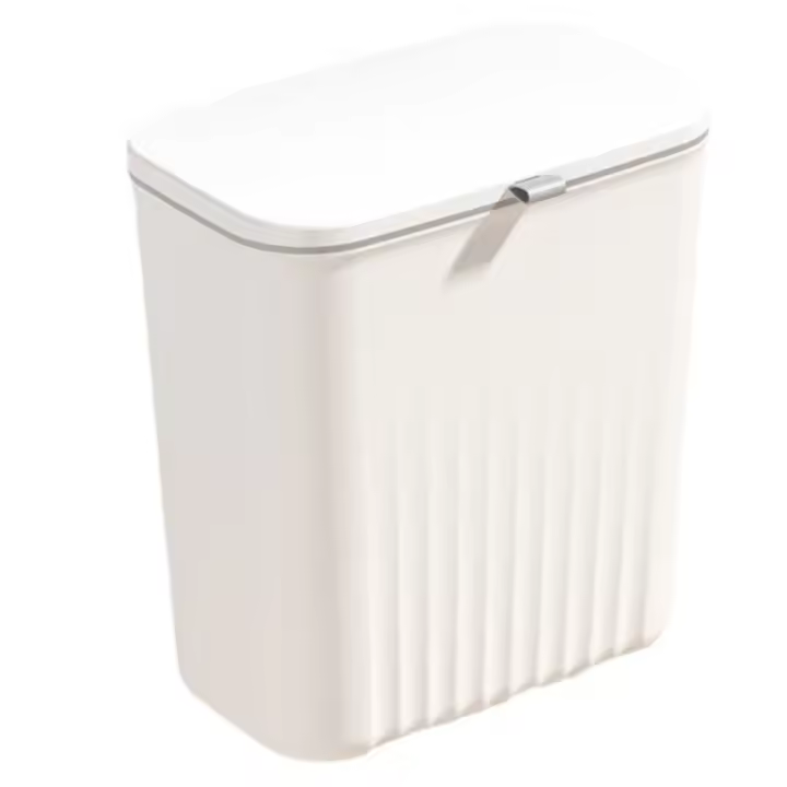 Cubo de basura de cocina para el hogar, cubierta deslizante colgante para puerta de armario, Cubo de almacenamiento, cubo de basura montado en la pared, blanco - 1