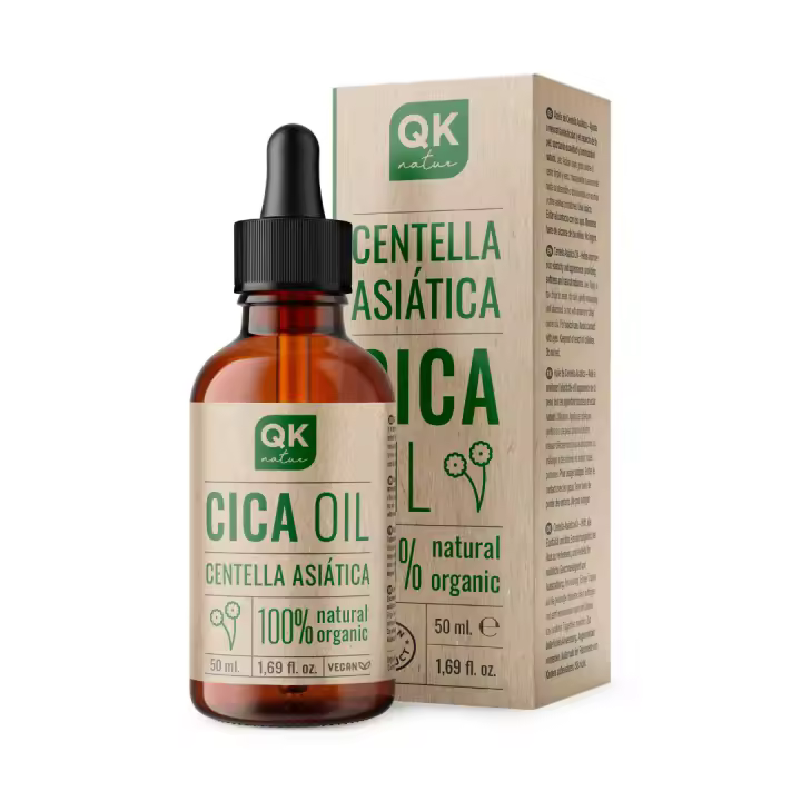 QKnatur - Aceite de Centella Asiática - Reparador natural para la Piel - Elasticidad, Suavidad y Luminosidad para el Rostro y Cuerpo | 50ml - 1