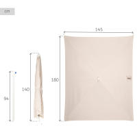 Aktive - Sombrilla terraza rectangular 180x145 cm beige, 4 varillas, mástil inclinable, protección UV30, estructura de acero estable y resistente, ideal para balcones, terrazas y jardines, ligera y fácil de almacenar - details 3
