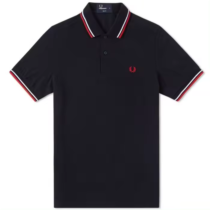 Fred Perry Slim Fit Twin Tipped Polo Navy White Red - 1
