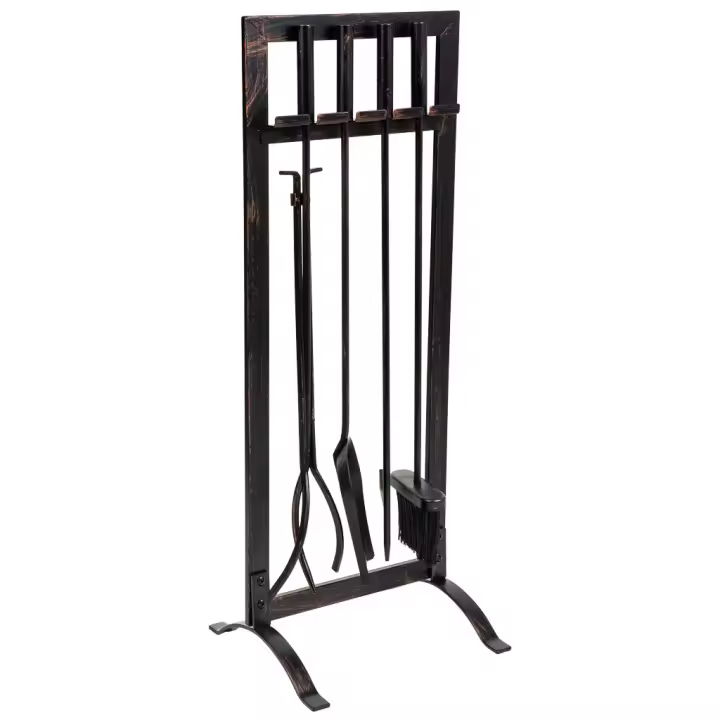 WANDERLUST DECO Set 5 herramientas de metal para la chimenea de metal negras - 1