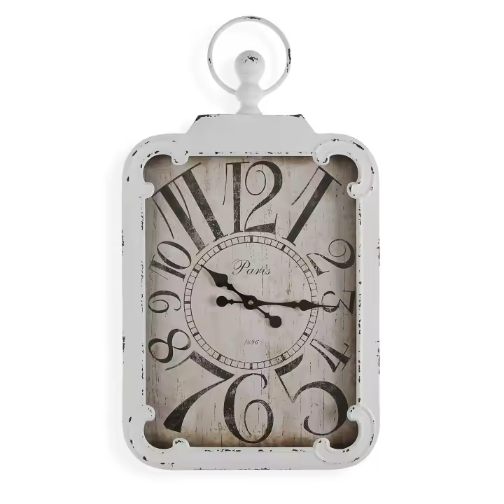 Versa Sedan Reloj de Pared Decorativo para la Cocina, el Salón, el Comedor o la Habitación, , Medidas (Al x L x An) 74 x 6,5 x 40 cm, Metal, Color Blanco - 1