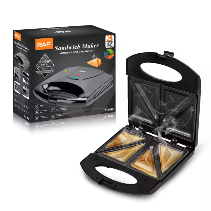 Mini máquina para hacer sándwiches y desayuno, multifunción, totalmente automática, con calefacción por ambos lados, HG-215 - 1