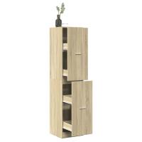 vidaXL Armario botiquín madera ingeniería 40x41x174,5 cm en color Marrón roble/Roble/Roble Sonoma y más | almacenamiento funcional diseño moderno para baño dormitorio sala - details 2