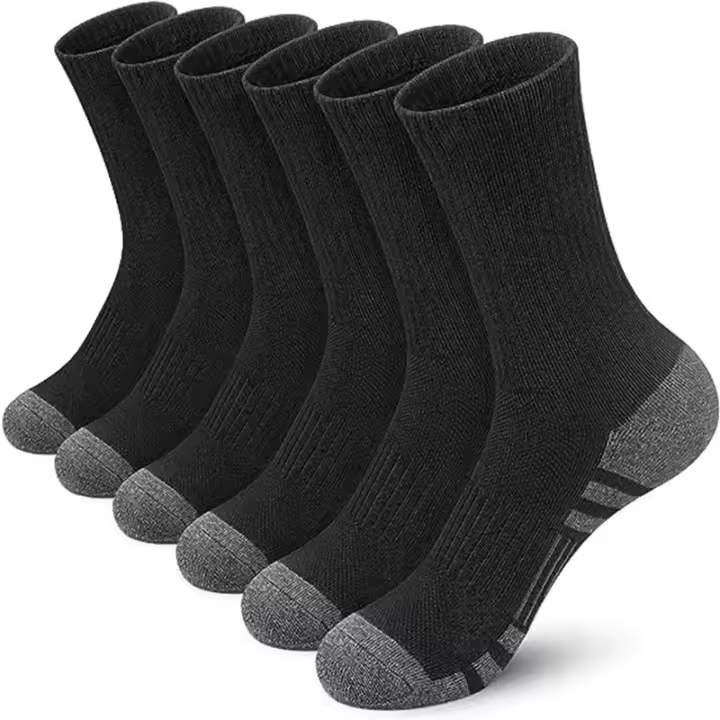 6 Pares de calcetines Deportivos largos para Hombre Altos antisudor antideslizantes transpirables Composición Running senderismo ciclismo Blanco Negro - 1