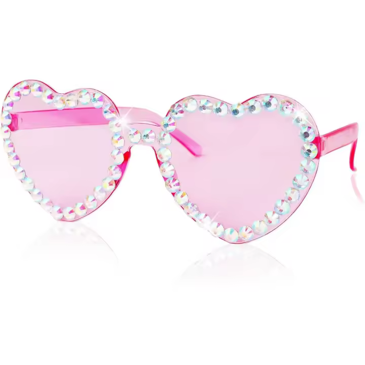 1 Par Gafas de Corazón Despedida de Soltera Accesorios Festival Fiesta Hippie Cumpleaños Disfraz Carnaval Verano San Valentín Navidad Regalo Amigas Mujer (Rosa) - 1