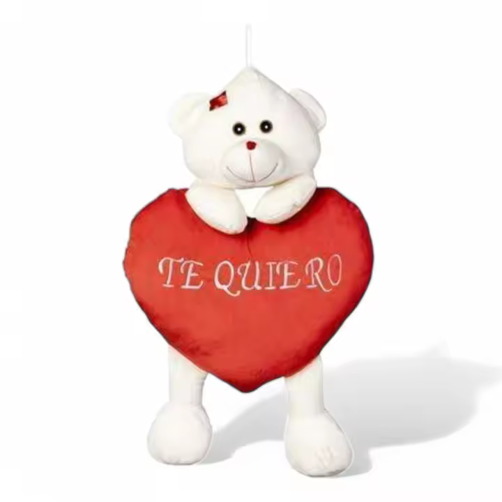 Oso de Peluche 🧸 Blanco con Corazón 💖 "Te Quiero" - 51cm.– Piernas Colgantes - Artesania Beatriz - 1