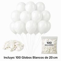 Banner - Globos de Cumpleaños Orgánicos 100 Piezas - 100% Látex Natural Biodegradable - Blanco - 20 cm