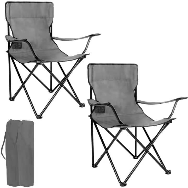 Silla Plegable para Camping, Pesca y Playa Portátil con Reposabrazos Portavasos y Bolsa de Transporte Resistente y Cómoda 50x50x80cm - 1