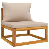 vidaXL Sofá central jardín madera maciza acacia con cojines Taupé, Gris claro, Verde Conjunto Terraza Muebles Jardín Exterior Juego de Muebles de jardín Mueble Jardín Exterior Muebles de Salon Exterior - details 1