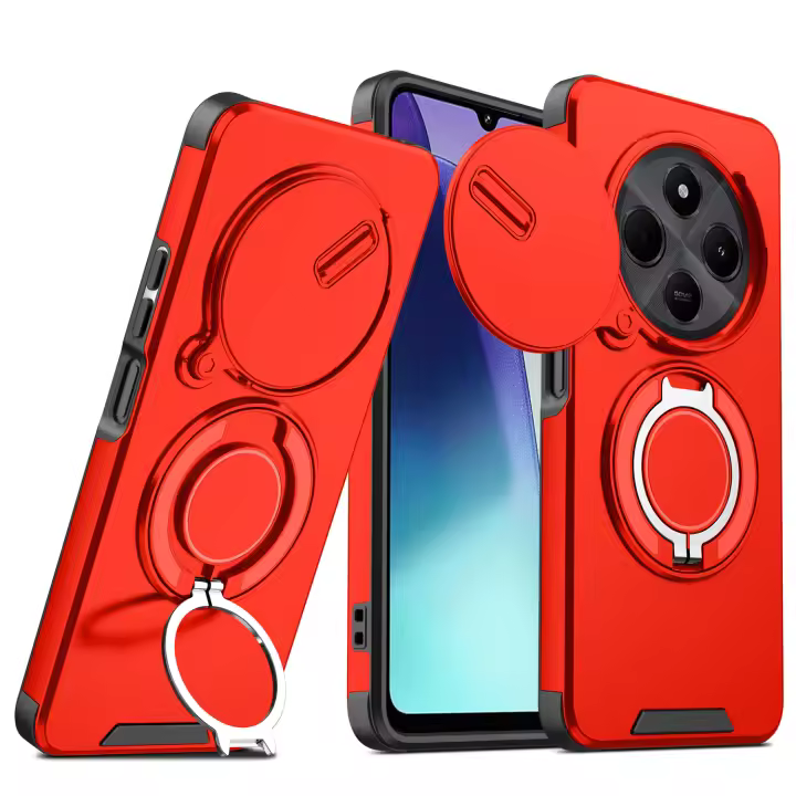 Funda De Teléfono Con Soporte Magnético De 360 Grados Para Redmi 14C Con Protección De Cámara Y Anillo Resistente a Arañazos Y Huellas - 1