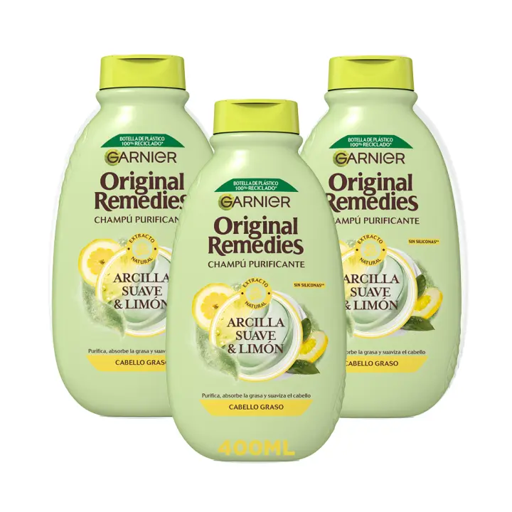Garnier | Original Remedies Arcilla Suave y Limón Champú Purificante para Pelo Graso - 1