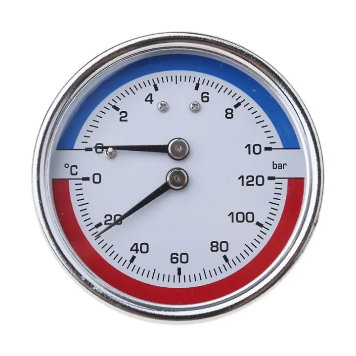 Termo-Manómetro Caldera Temperature y Manómetro 0-120 0-10 Bar Fitting - 1