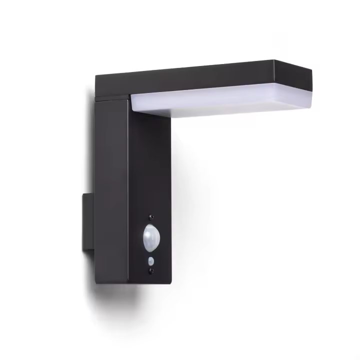 Ledkia Aplique de Pared Exterior Solar LED 2W Aluminio con Sensor de Movimiento Goran Negro - 1