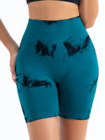 Shorts De Gimnasio Para Mujer Con Diseño De Tie Dye Y Cintura Elástica Ancha Sin Costuras De Alta Cintura Leggings De Deporte - details 15