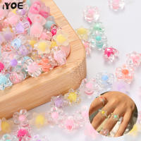 30/100/200Pcs Cuentas De Acrílico Para Joyería Espaciadoras Estrella Flor Para Hacer Pulseras Collares Suministros DIY Para Niñas - details 1