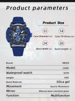 Reloj Deportivo MEGIR Para Hombres En Color Naranja Resistente Al Agua Con Cuarzo Luminoso Cronógrafo De Correa De Silicona Estilo Fashion - details 6